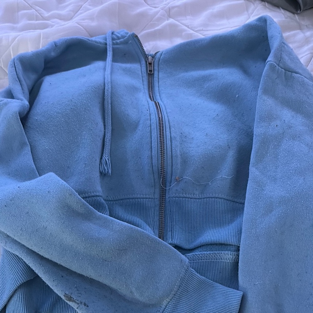 Pink Rose Light Blue Zip-Up Jacket